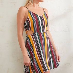 Abbeline Striped Cut Out Tie Back Mini Dress